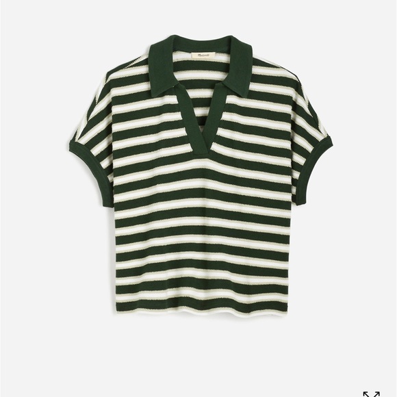 Madewell Striped Green and White Women's Top Small - Picture 2 of 6